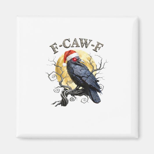 Aimant Funny Crow F-Caw-F Bird Gothic Christmas Santa Hat (Devant)