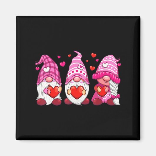 Aimant Funny Cute Three Gnomies Nk Hearts Matching Vale (Devant)