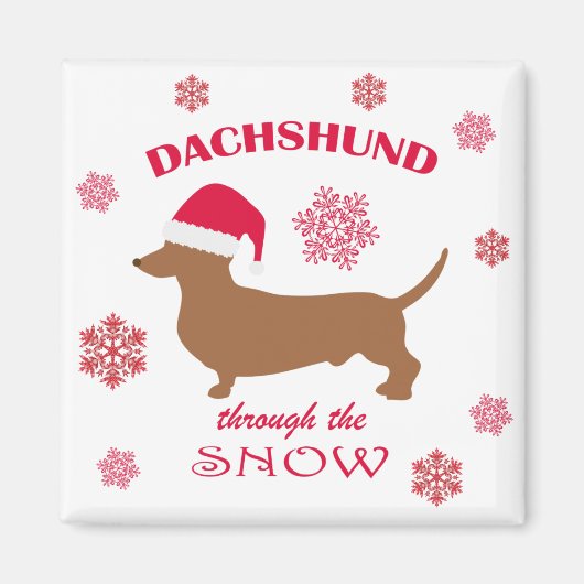 Aimant Funny Dachshund Through the Snow Christmas Dog (Devant)