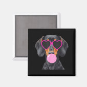Aimant Funny Dachshund Wearing Gles And Blowing Nk Bubble (Recto/Verso)