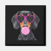 Aimant Funny Dachshund Wearing Gles And Blowing Nk Bubble (Devant)