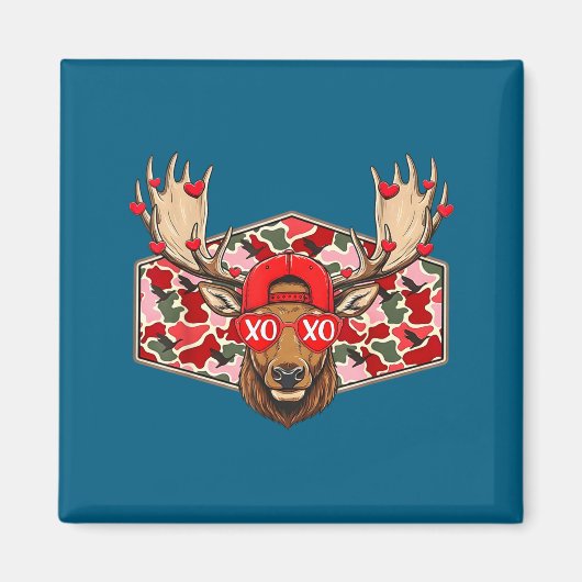 Aimant Funny Deer Hunting Buck Camo Valentines Day Men Wo (Devant)