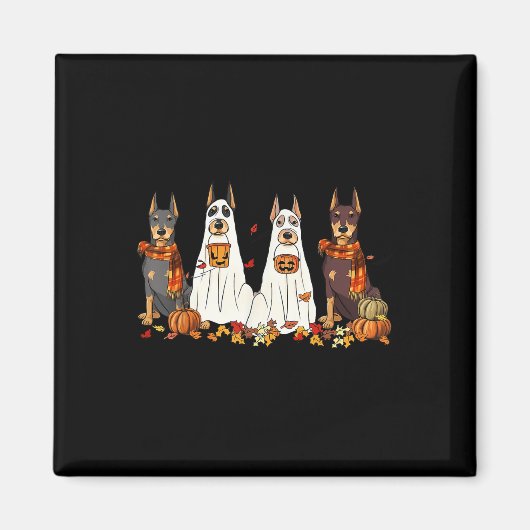 Aimant Funny Doberman Chien Ghost Automne Feuilles d'auto (Devant)