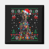 Aimant Funny Doberman Christmas Santa Hat Dog Ugly Sweate (Devant)