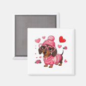 Aimant Funny Dog Dachshund Valentines Heart Dog Lover Men (Recto/Verso)