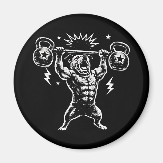 Aimant Funny Dog Gym Workout Hilarious Weightlifti (Devant)