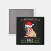 Aimant Funny Dog Lovers Cute Pug Santa Hat Ugly Christmas (Recto/Verso)
