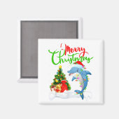 Aimant Funny Dolphin Fish Lover Xmas Lighting Dolphin Chr (Recto/Verso)
