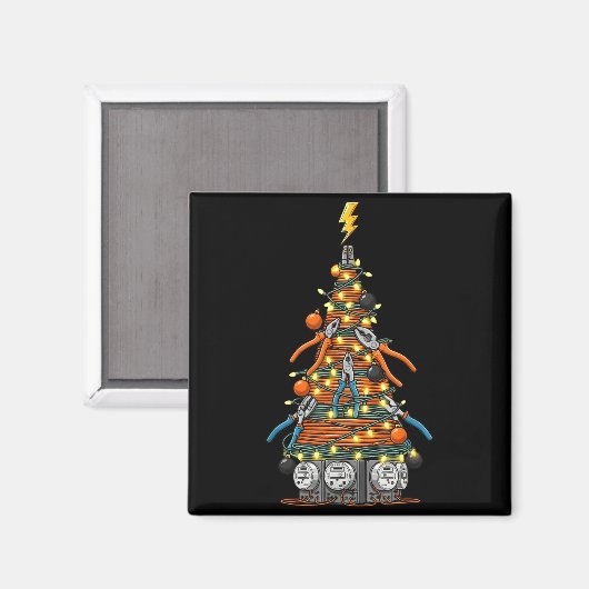 Aimant Funny Electrician Christmas Tree Xmas Graphic Men (Recto/Verso)