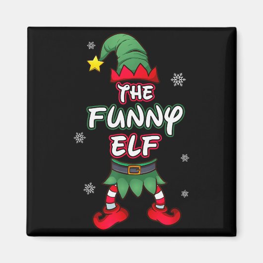 Aimant Funny Elf Christmas Pajamas Pjs Matching Family Gr (Devant)