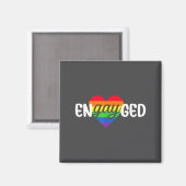 Aimant Funny Engayged Gay Couple Engagement Party Rainbow (Recto/Verso)