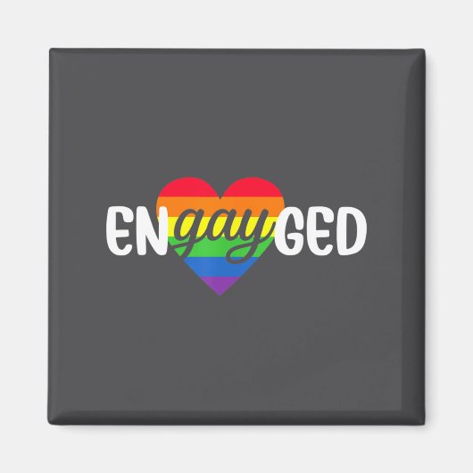 Aimant Funny Engayged Gay Couple Engagement Party Rainbow (Devant)