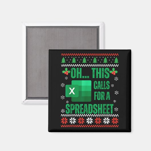 Aimant Funny Excel Spreadsheets Christmas Sweater Lover A (Recto/Verso)