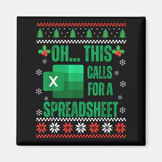 Aimant Funny Excel Spreadsheets Christmas Sweater Lover A (Devant)