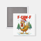 Aimant Funny F-caw-f Christmas Chicken Xmas Lights Santa  (Recto/Verso)