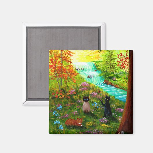 Aimant Funny Fall Cat Créationarts (Recto/Verso)