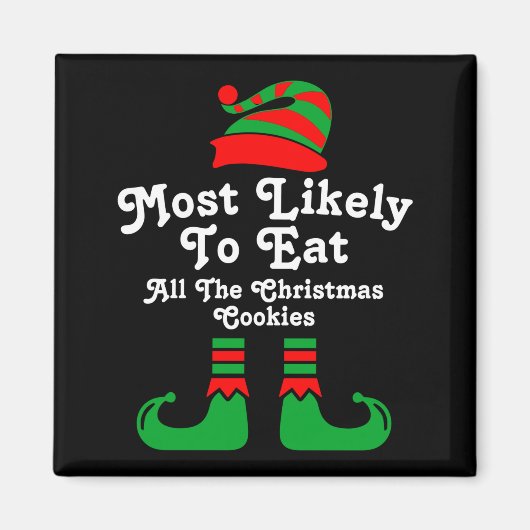 Aimant Funny Family Christmas Most Likely To Elf  (Devant)