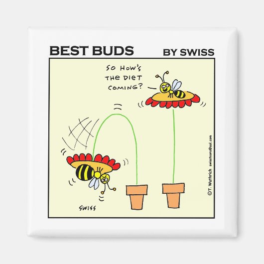 Aimant Funny Fat Bumblebee Cartoon Dieting Humor (Devant)