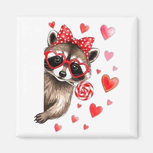 Aimant Funny Feral Raccoon Valentine's Day Sarcastic Humo (Devant)
