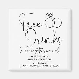Aimant Funny Free Drink Photo Wedding Save the Date