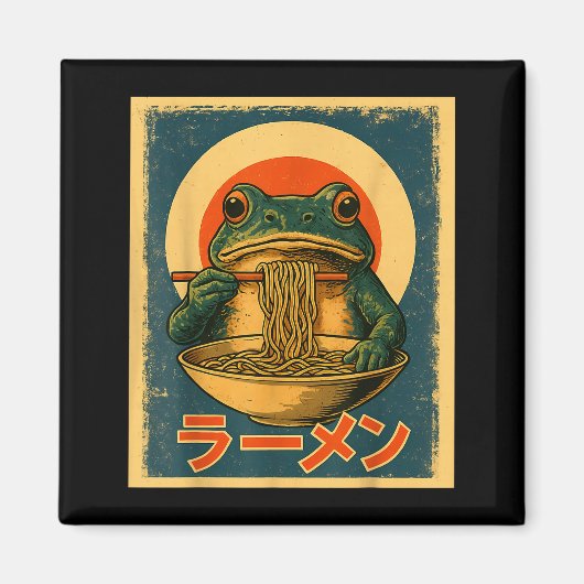Aimant Funny Frog Ramen Kawaii Retro Japanese Rising Sun (Devant)