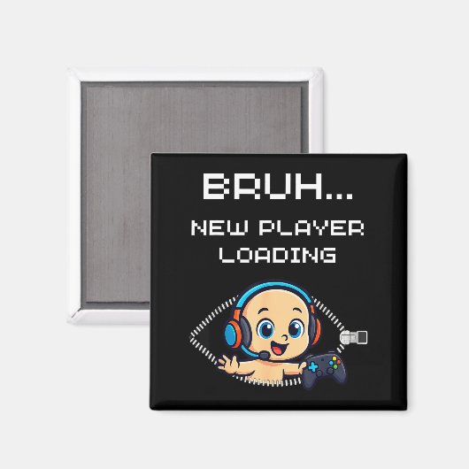 Aimant Funny Gamer Pregnancy Announcement – Bruh New Play (Recto/Verso)