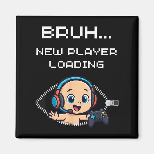 Aimant Funny Gamer Pregnancy Announcement – Bruh New Play (Devant)