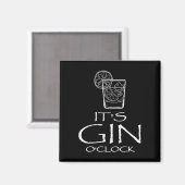 Aimant Funny Gin Tonic Saying Oh It's Gin O'clock  (Recto/Verso)