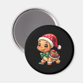 Aimant Funny Gingerbread Man Turtle Christmas Womens Mens (Recto/Verso)