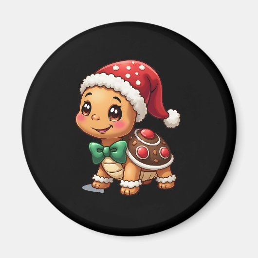 Aimant Funny Gingerbread Man Turtle Christmas Womens Mens (Devant)