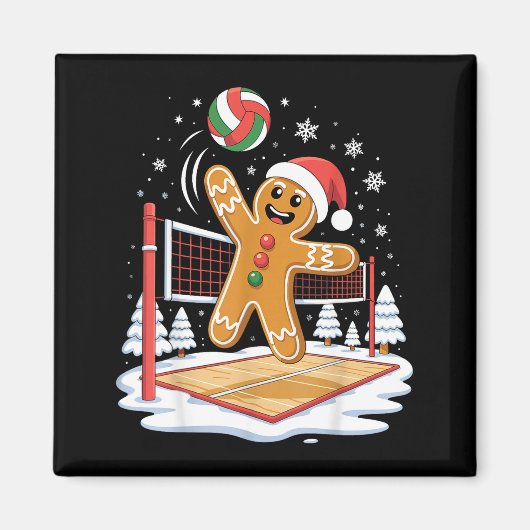 Aimant Funny Gingerbread Volleyball Player Christmas  (Devant)
