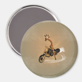 Aimant Funny girafe conduit une moto (Recto/Verso)