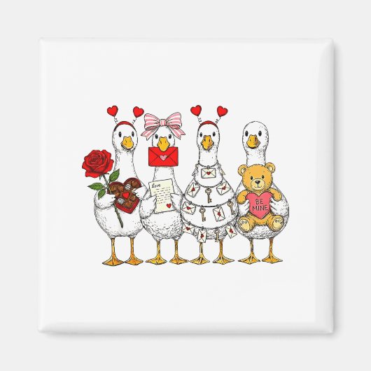 Aimant Funny Goose Happy Valentine Goose Cute Heart Lover (Devant)