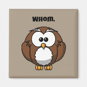 Aimant Funny Grammar Owl Cartoon for Writers & Word Nerds (Devant)