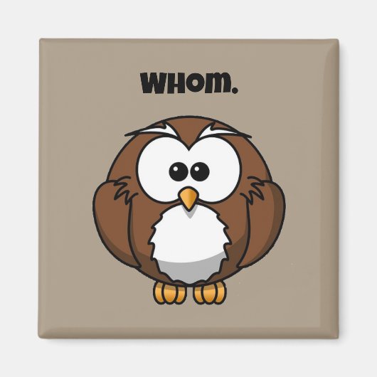 Aimant Funny Grammar Owl Cartoon for Writers & Word Nerds (Devant)
