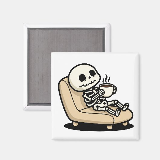 Aimant Funny Grim Reaper Drinking Coffee | "Dead Inside" (Recto/Verso)