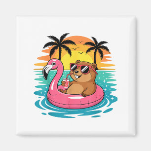 Aimant Funny Groundhog Hawaïen Flamingo Flotteur Plage Ét