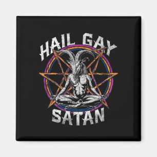 Aimant Funny Hail Gay Satan LGBT Goth Gay pride Baphomet