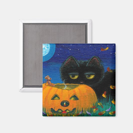 Aimant Funny Halloween Chat Automne Souris Art Créationar (Recto/Verso)