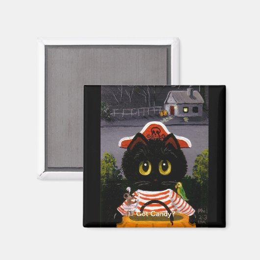 Aimant Funny Halloween Chat noir souris Créationarts (Recto/Verso)