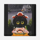 Aimant Funny Halloween Chat noir souris Créationarts (Devant)