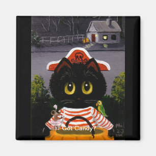 Aimant Funny Halloween Chat noir souris Créationarts