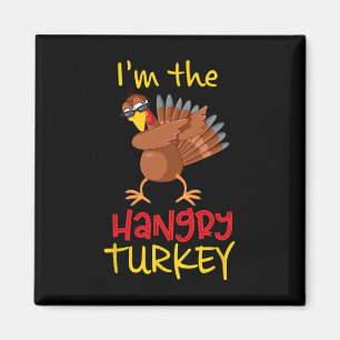 Aimant Funny Hangry Turkey Matching Family Group Thanksgi