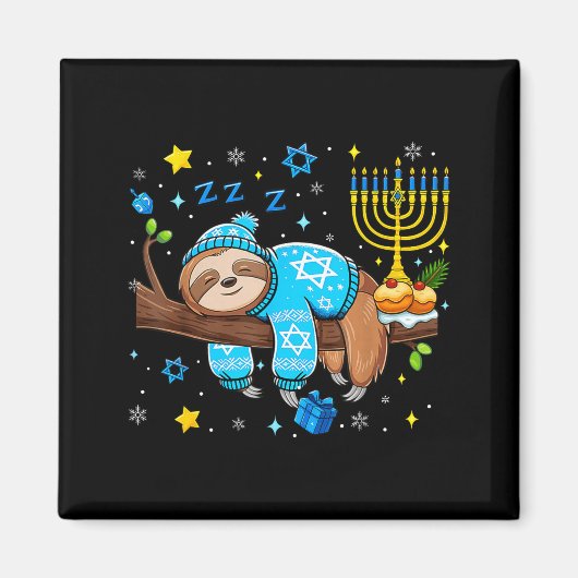 Aimant Funny Hanukkah Sloth Jewish Chanukah Sleeng Hanukk (Devant)
