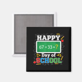 Aimant Funny Happy 100 Days Of School Math Teacher Six Se (Recto/Verso)