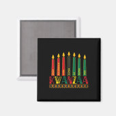 Aimant Funny Happy Kwanzaa Kinara Principes bougies Pan (Recto/Verso)