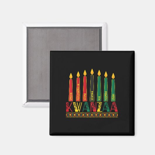 Aimant Funny Happy Kwanzaa Kinara Principes bougies Pan (Recto/Verso)