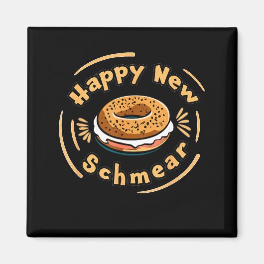 Aimant Funny Happy New Year Bagel &amp; Schmear Jewish Br (Devant)