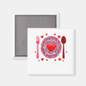 Aimant Funny Happy Valentines Day Lunch Lady Leopard Hea  (Recto/Verso)