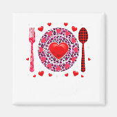 Aimant Funny Happy Valentines Day Lunch Lady Leopard Hea  (Devant)